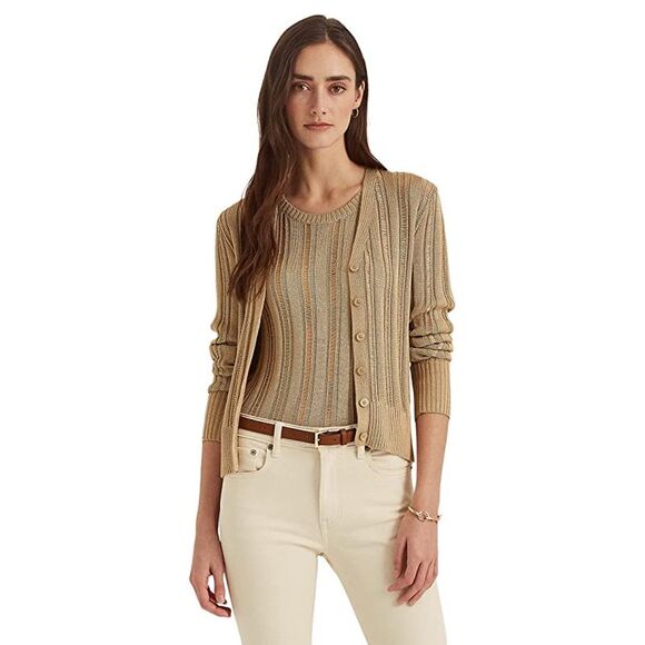 Ralph Lauren Other - Ralph Lauren Pointelle Cardigan Sweater In Birch Tan L